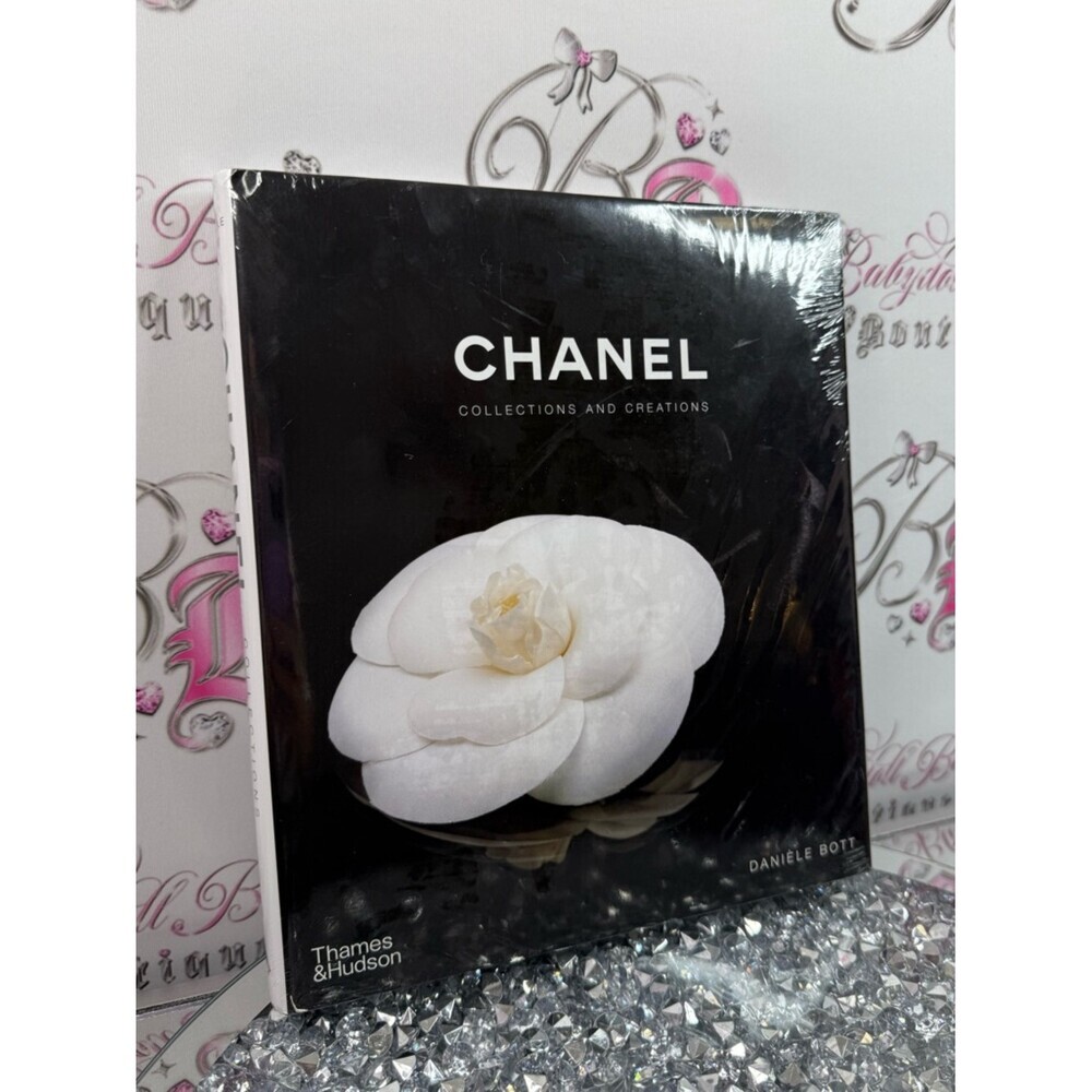 CHANEL book decor NEW Black Hardcover Coffee Table Book with White Camellia